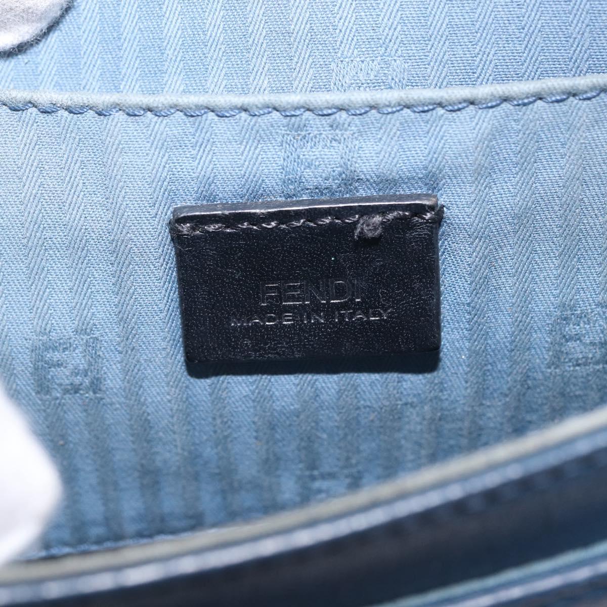 FENDI Hand Bag Leather 2way Blue Gold Tone 8M0321 Auth BA16869