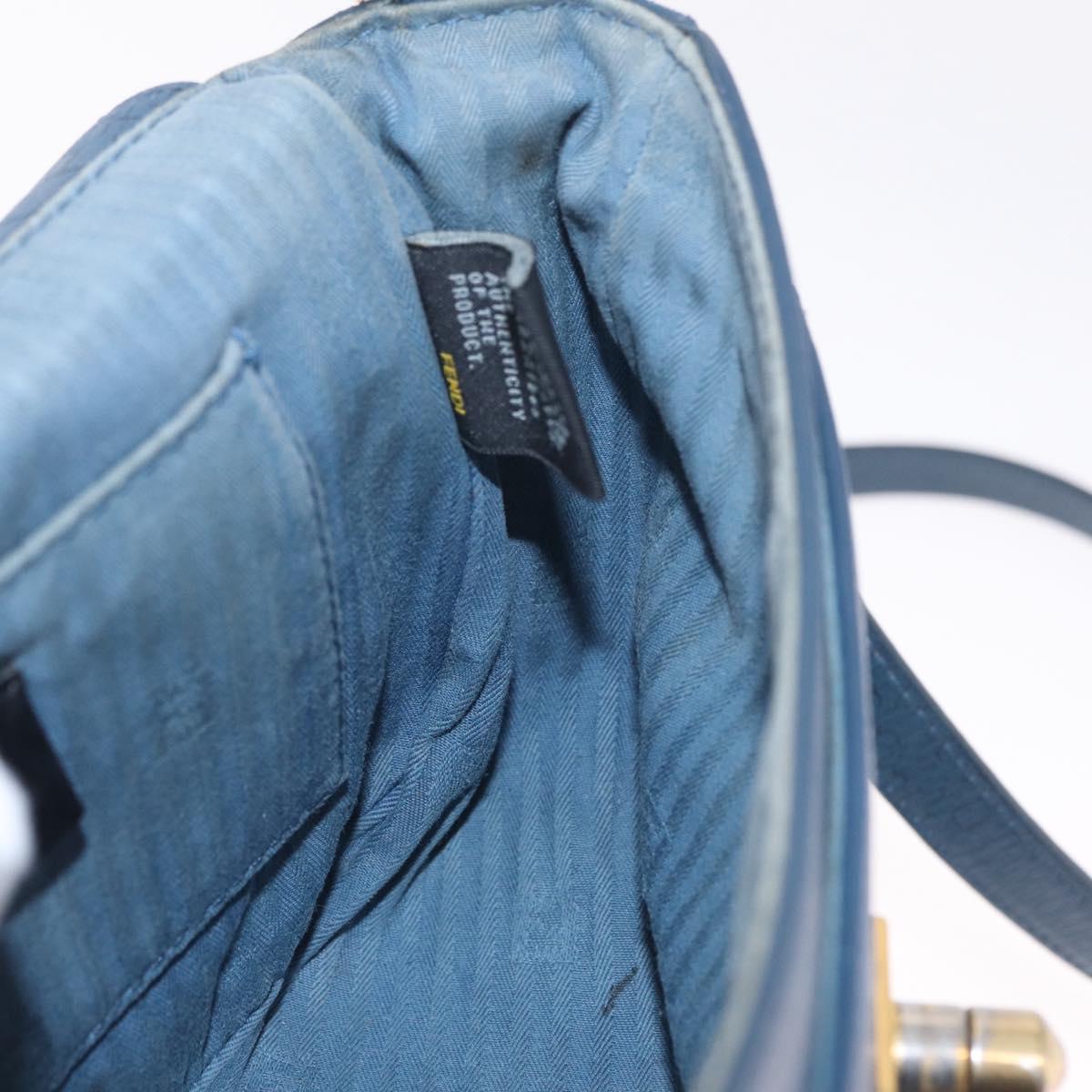 FENDI Hand Bag Leather 2way Blue Gold Tone 8M0321 Auth BA16869