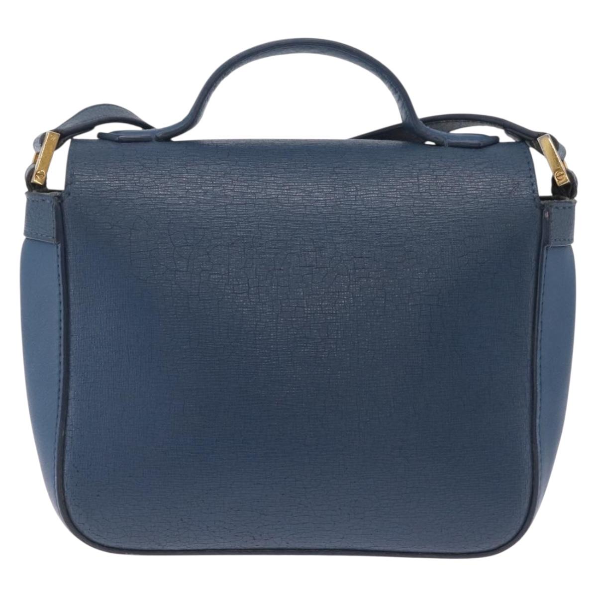 FENDI Hand Bag Leather 2way Blue Gold Tone 8M0321 Auth BA16869