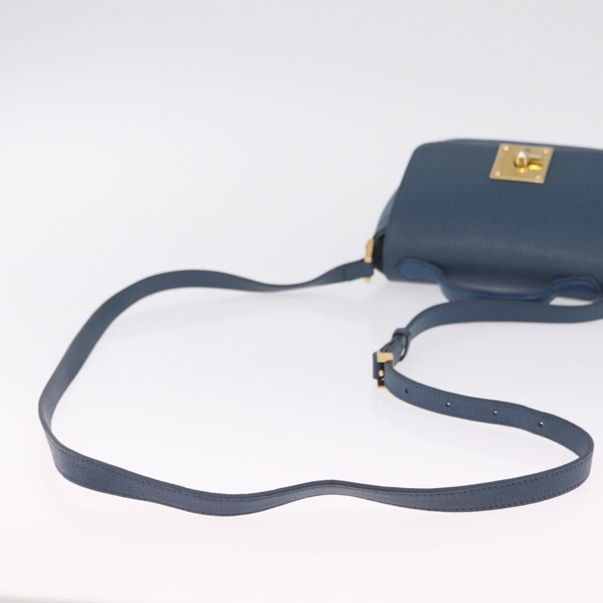 FENDI Hand Bag Leather 2way Blue Gold Tone 8M0321 Auth BA16869