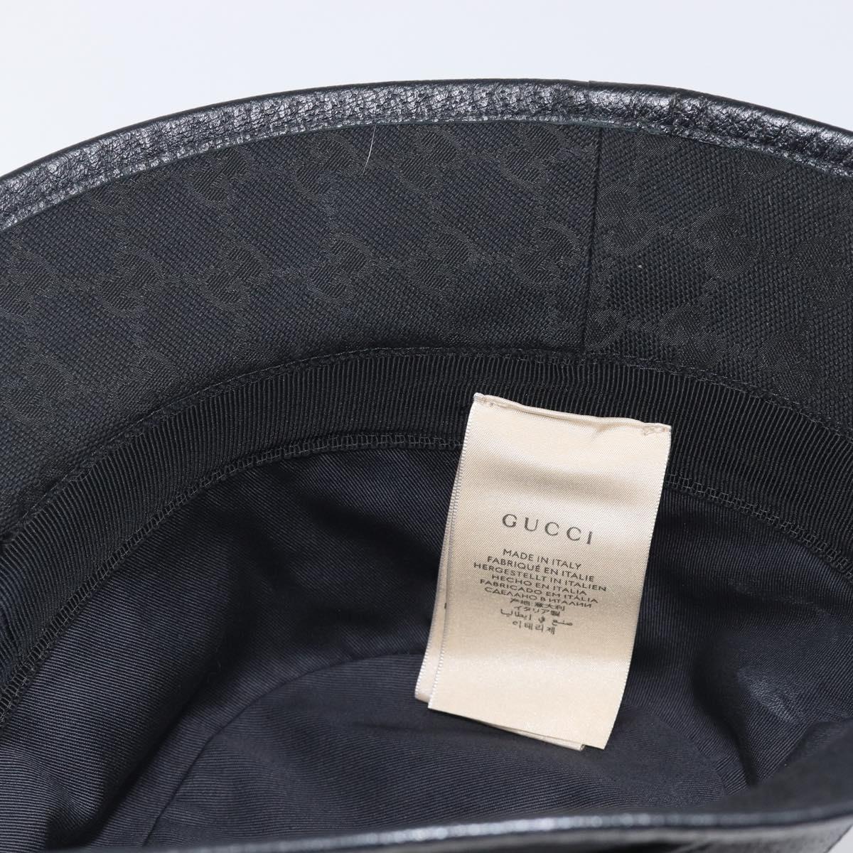 GUCCI GG Canvas Bucket Hat Black Gold Tone 576587 Auth BA16873V