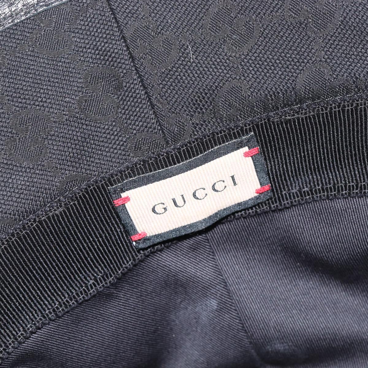 GUCCI GG Canvas Bucket Hat Black Gold Tone 576587 Auth BA16873V