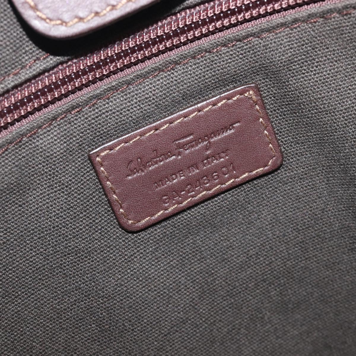 Salvatore Ferragamo Hand Bag Coated Canvas Gray Auth BA16876