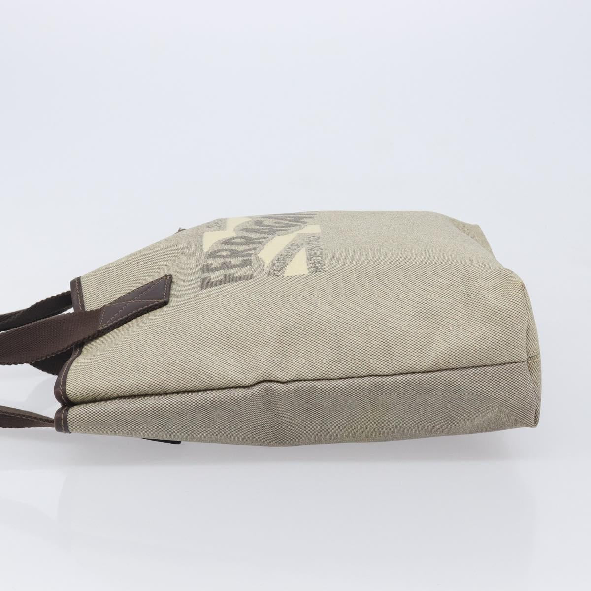 Salvatore Ferragamo Hand Bag Coated Canvas Gray Auth BA16876