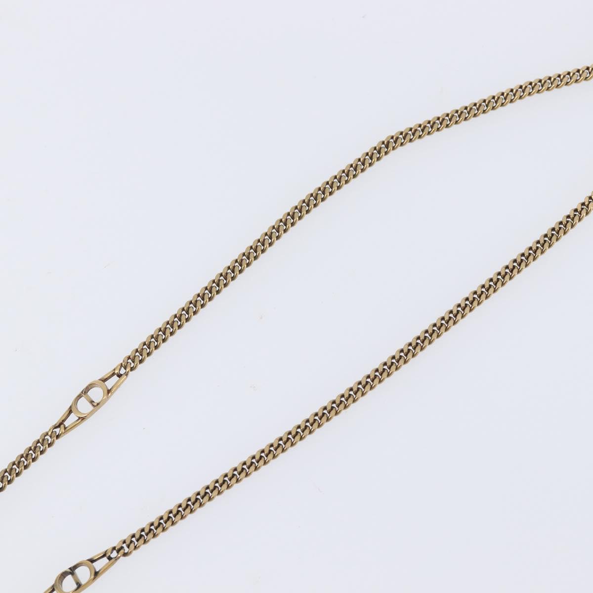 Christian Dior Necklace Metal Gold Tone Green Auth BA16879V
