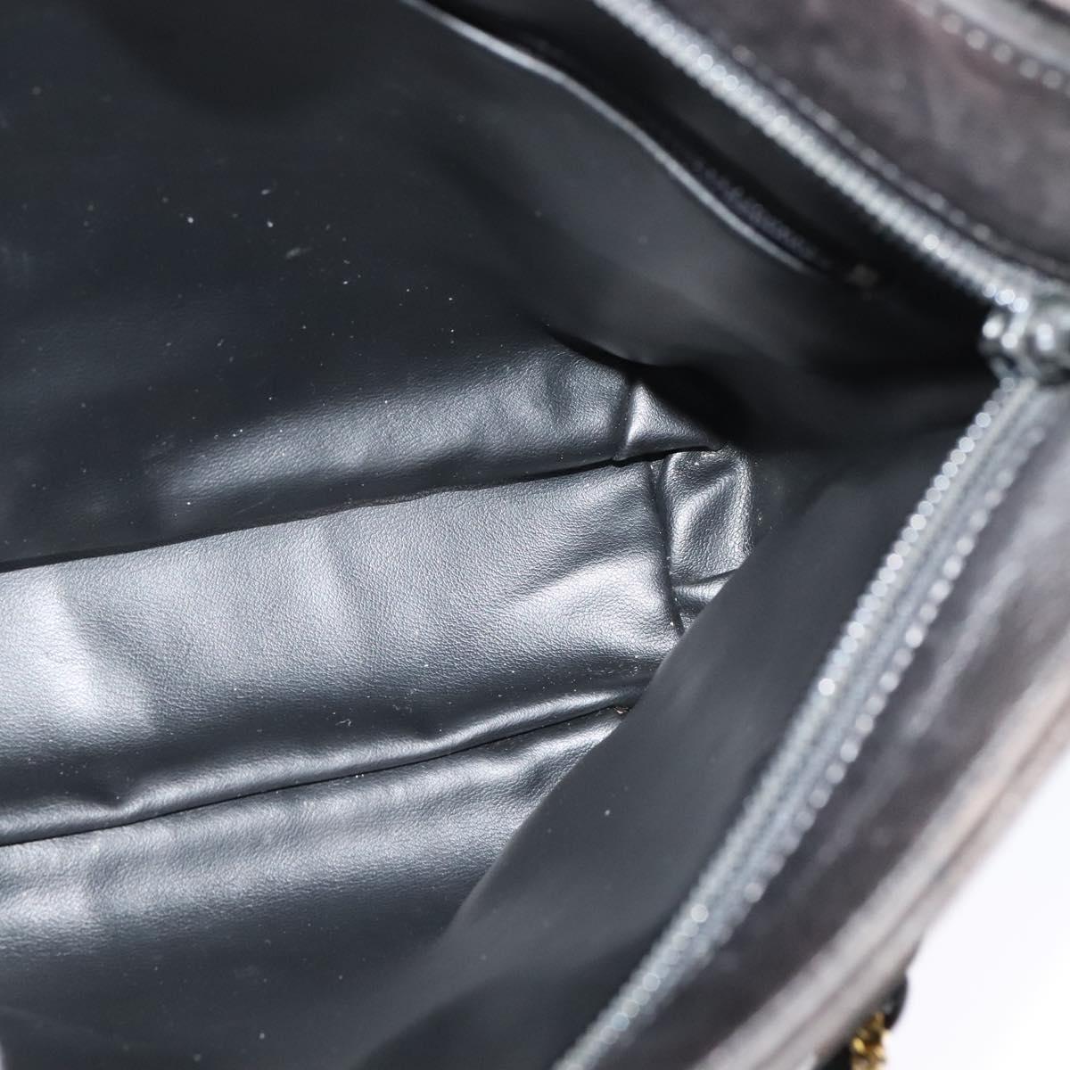 BALLY Quilted Chain Shoulder Bag Leather Black Gold Auth BA1691