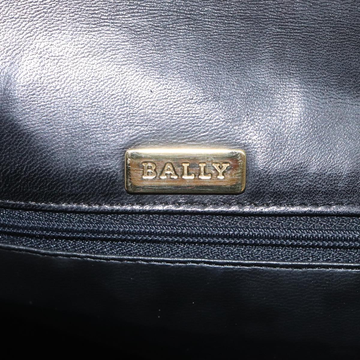 BALLY Hand Bag Leather Black Gold Auth BA1692