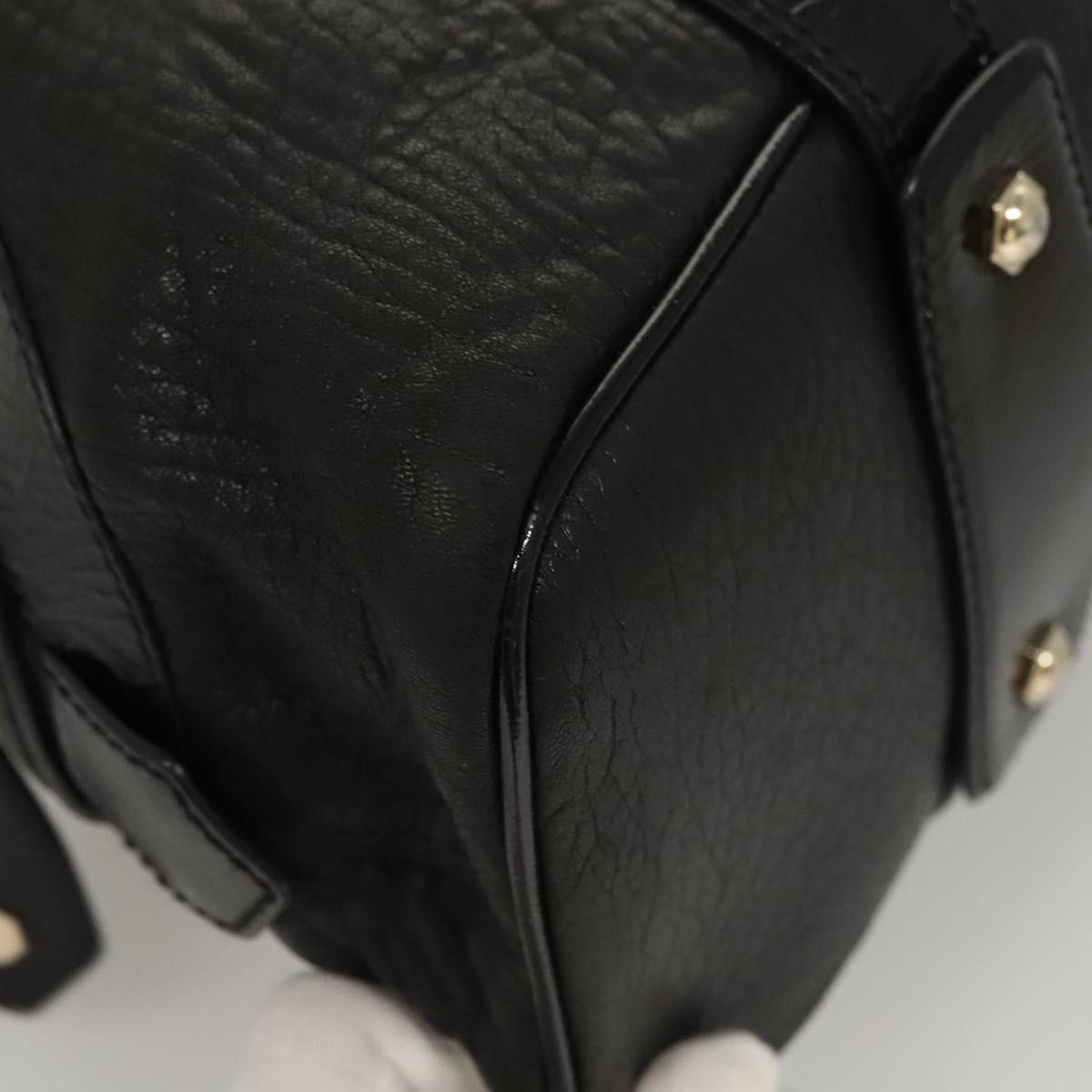 BALLY Shoulder Bag Leather Black Gold Auth BA1698