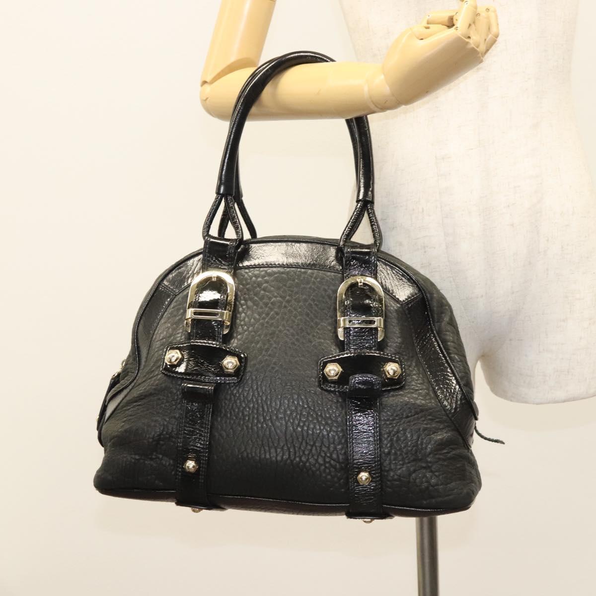 BALLY Shoulder Bag Leather Black Gold Auth BA1698