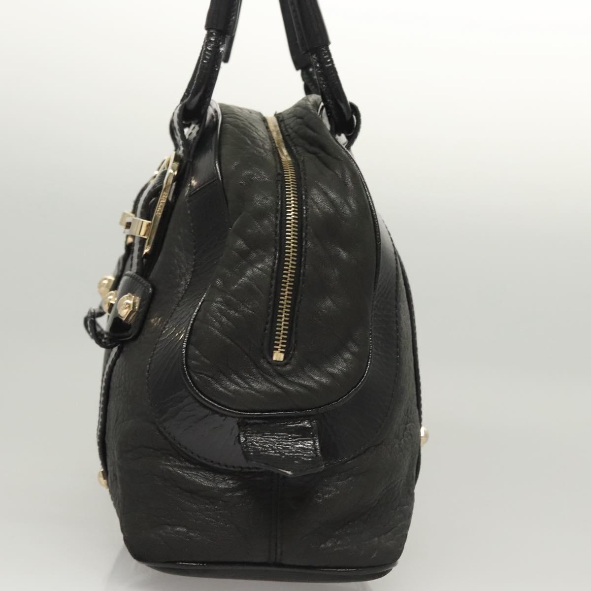 BALLY Shoulder Bag Leather Black Gold Auth BA1698