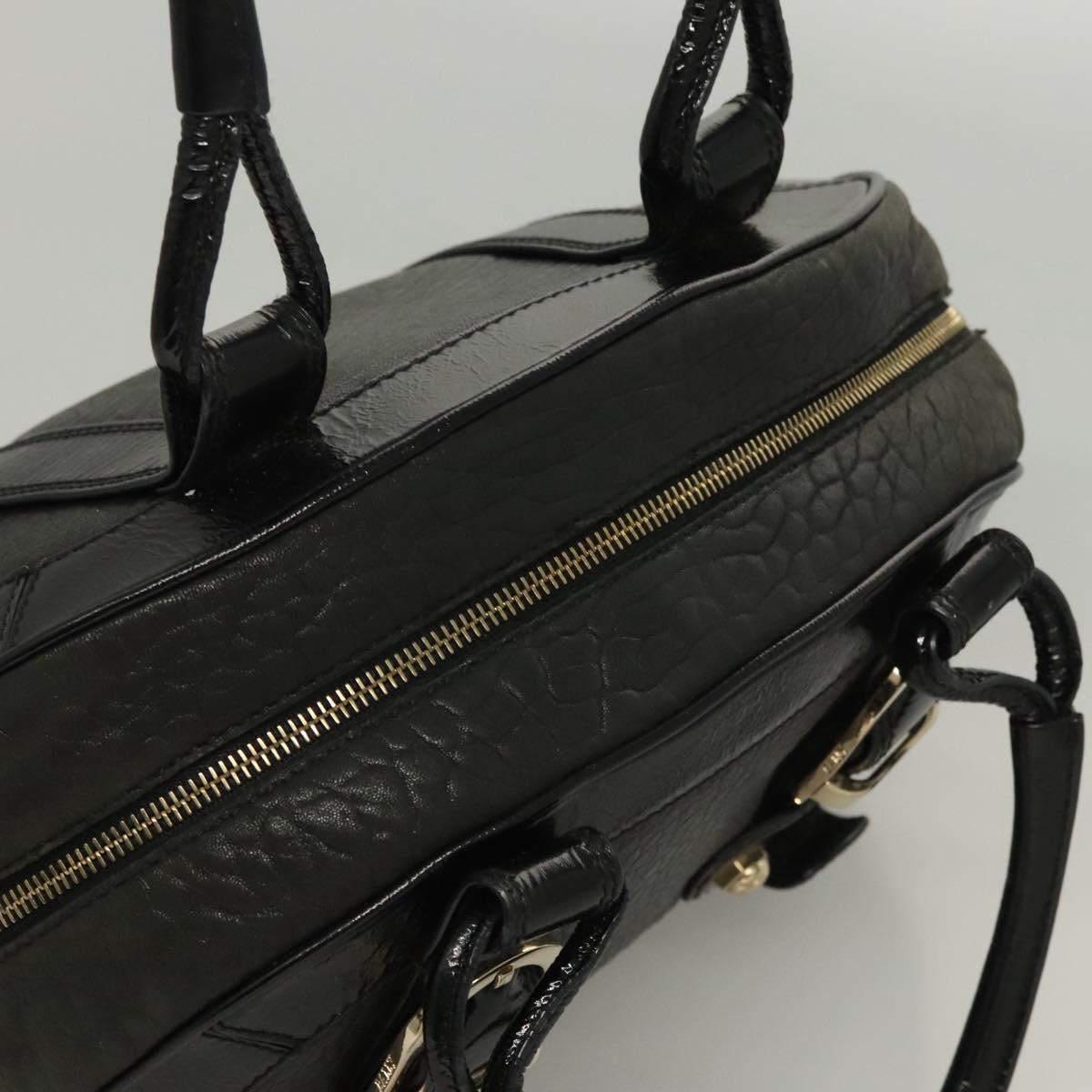 BALLY Shoulder Bag Leather Black Gold Auth BA1698