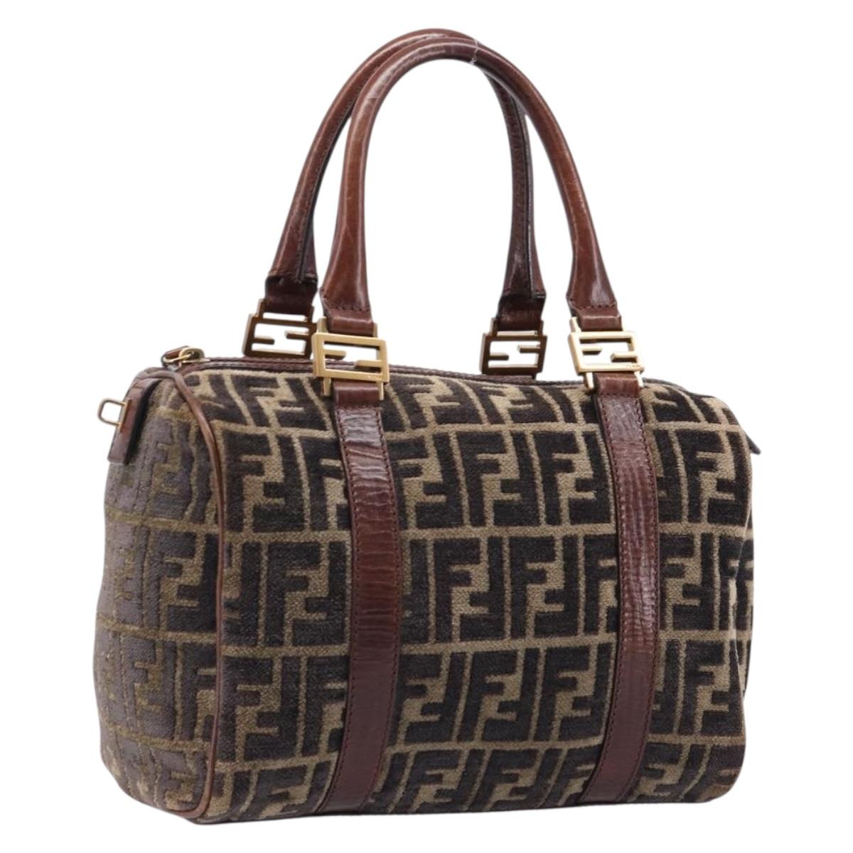 FENDI Zucca Canvas Hand Bag Brown Gold 8BH058 Auth BA16982V