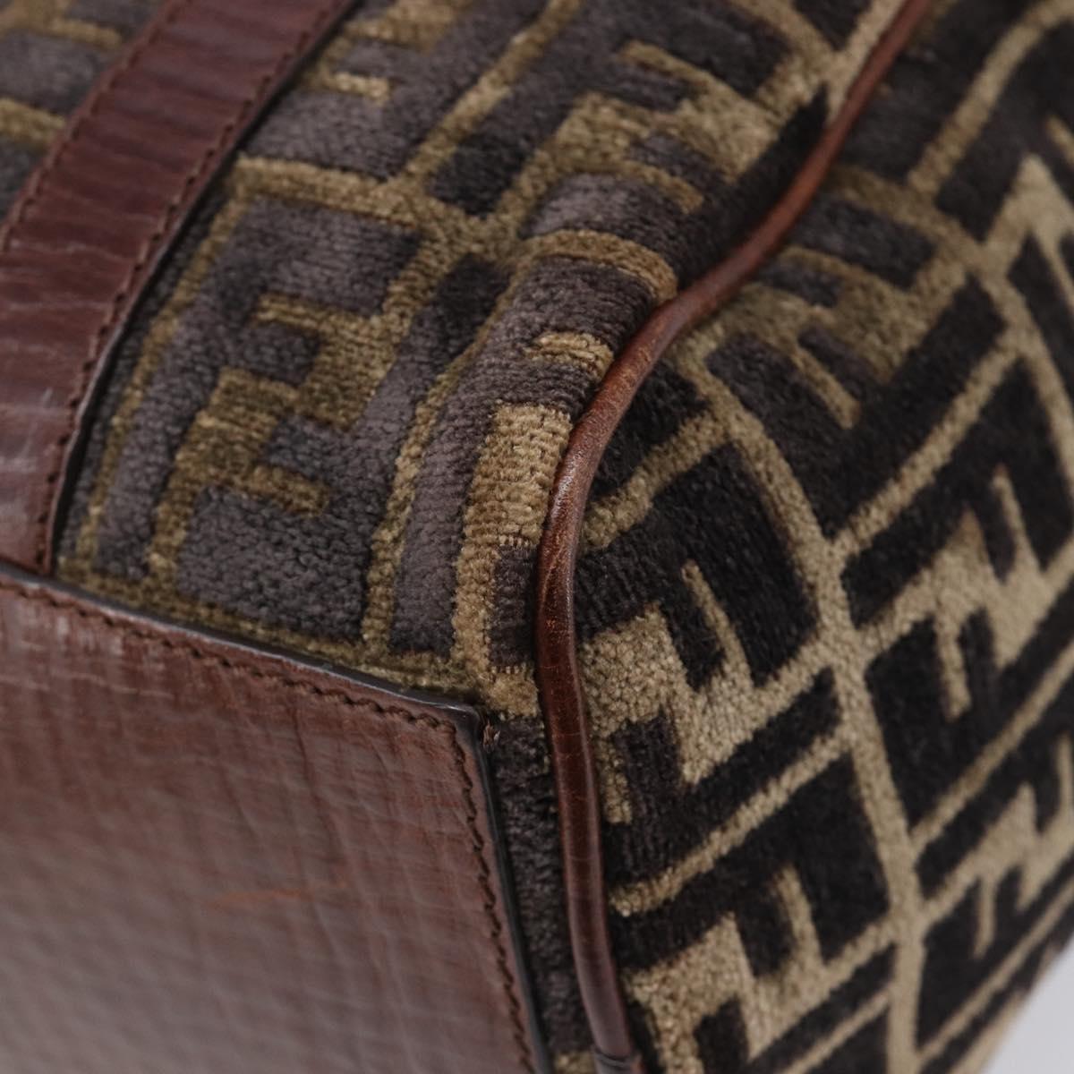 FENDI Zucca Canvas Hand Bag Brown Gold 8BH058 Auth BA16982V