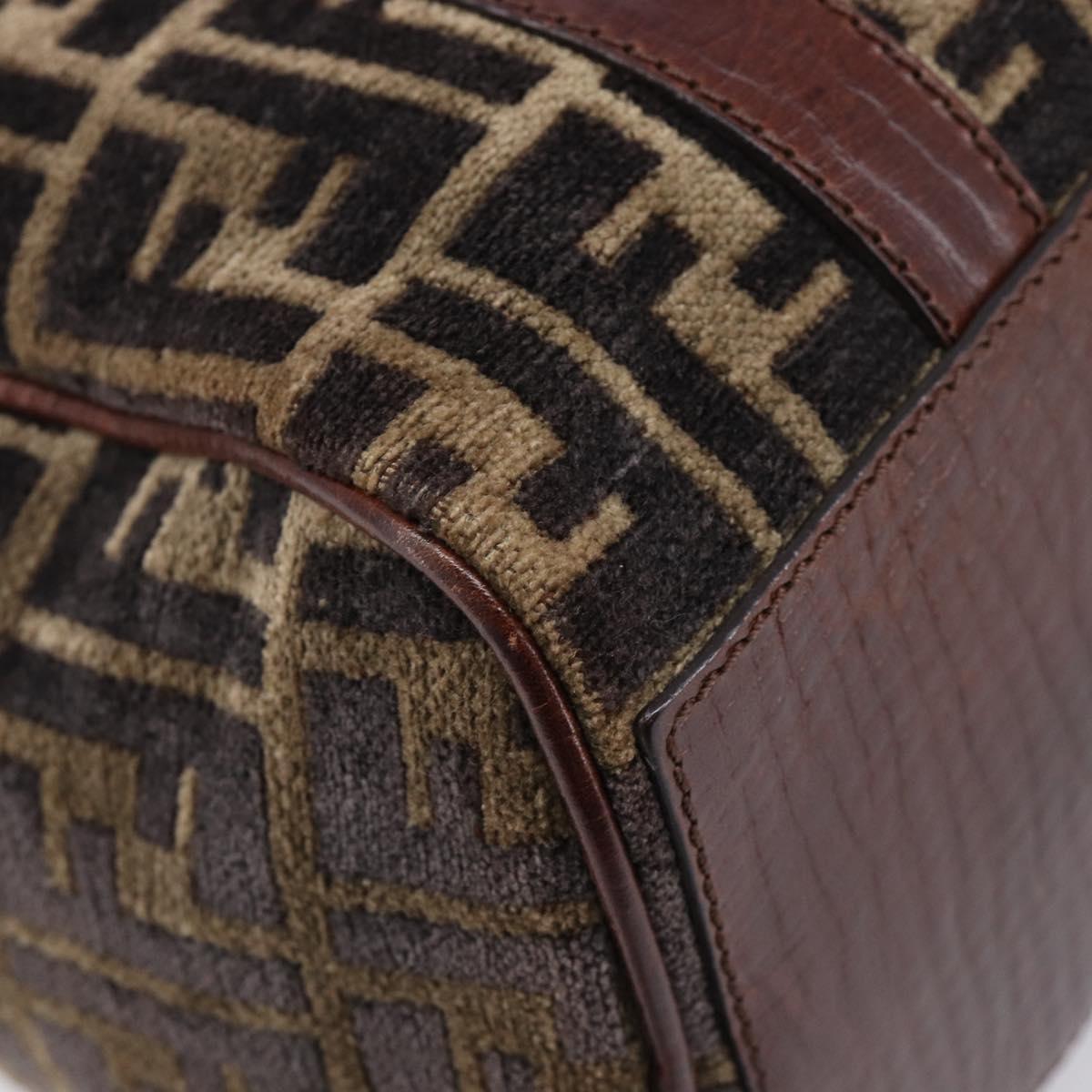 FENDI Zucca Canvas Hand Bag Brown Gold 8BH058 Auth BA16982V