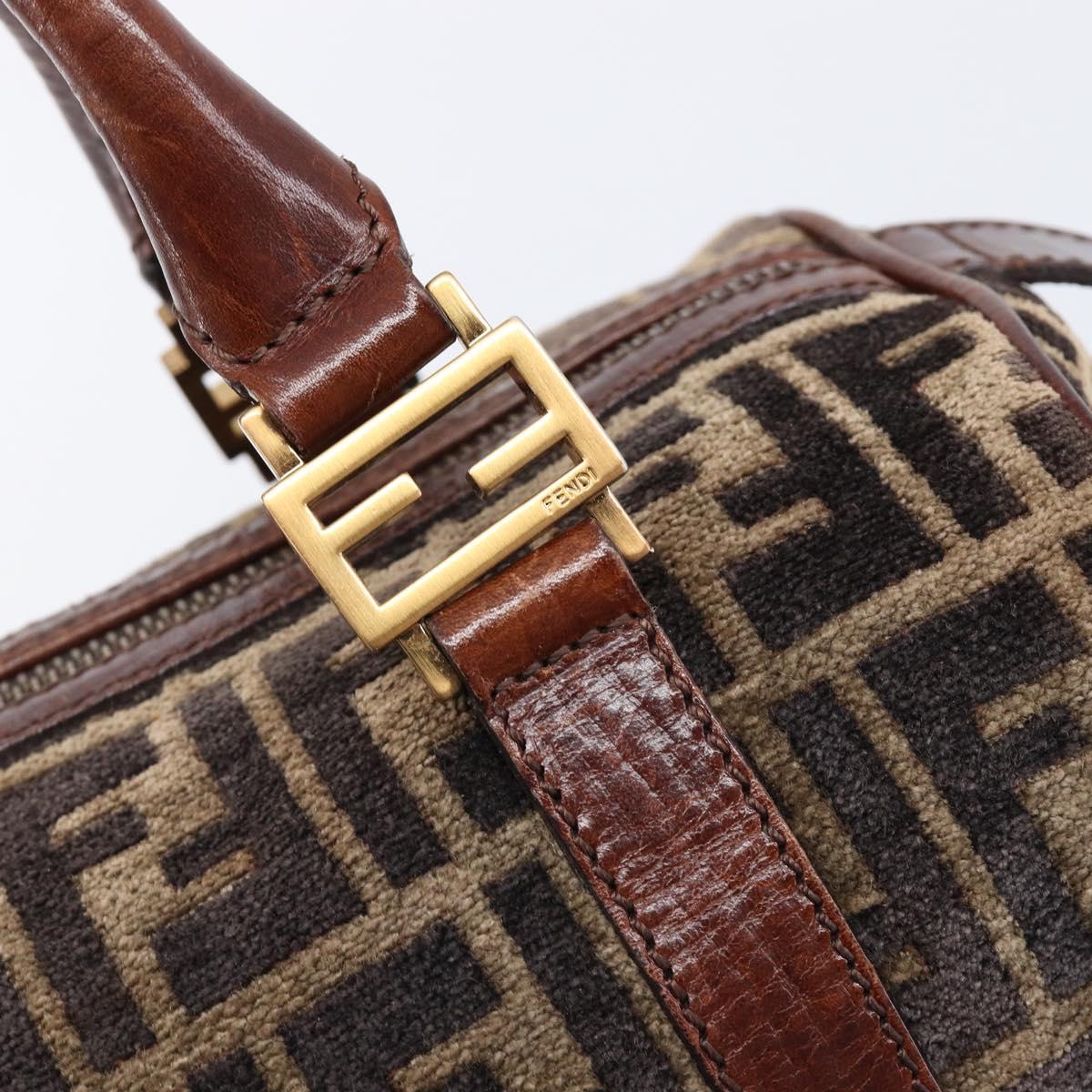 FENDI Zucca Canvas Hand Bag Brown Gold 8BH058 Auth BA16982V