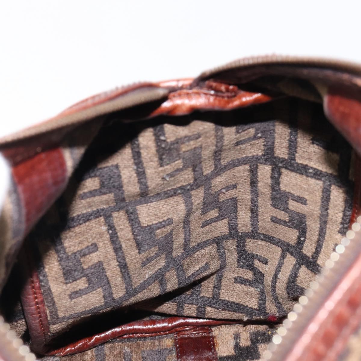 FENDI Zucca Canvas Hand Bag Brown Gold 8BH058 Auth BA16982V