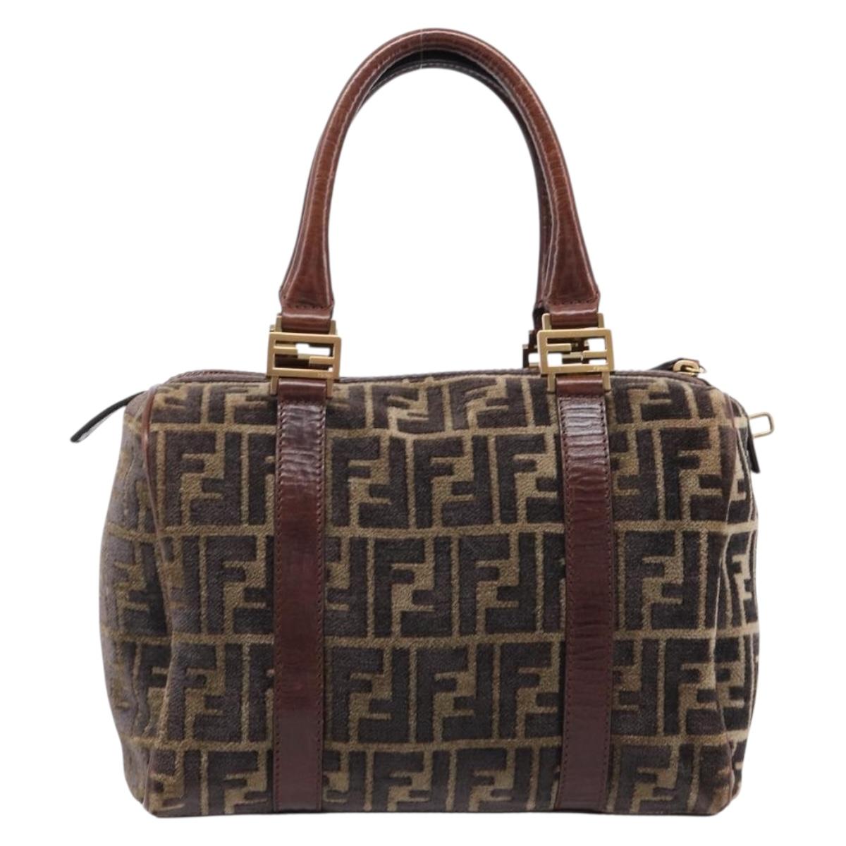 FENDI Zucca Canvas Hand Bag Brown Gold 8BH058 Auth BA16982V