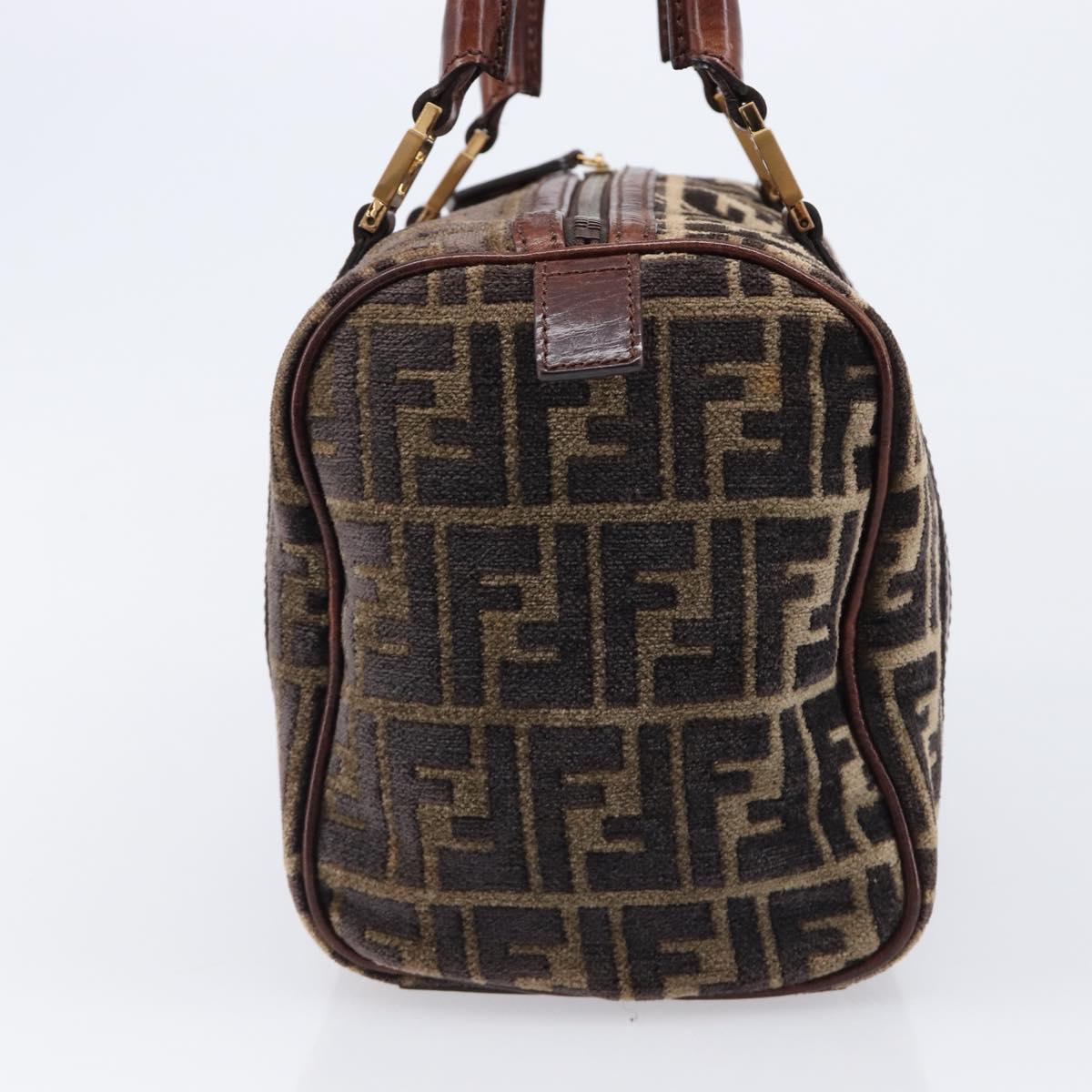 FENDI Zucca Canvas Hand Bag Brown Gold 8BH058 Auth BA16982V