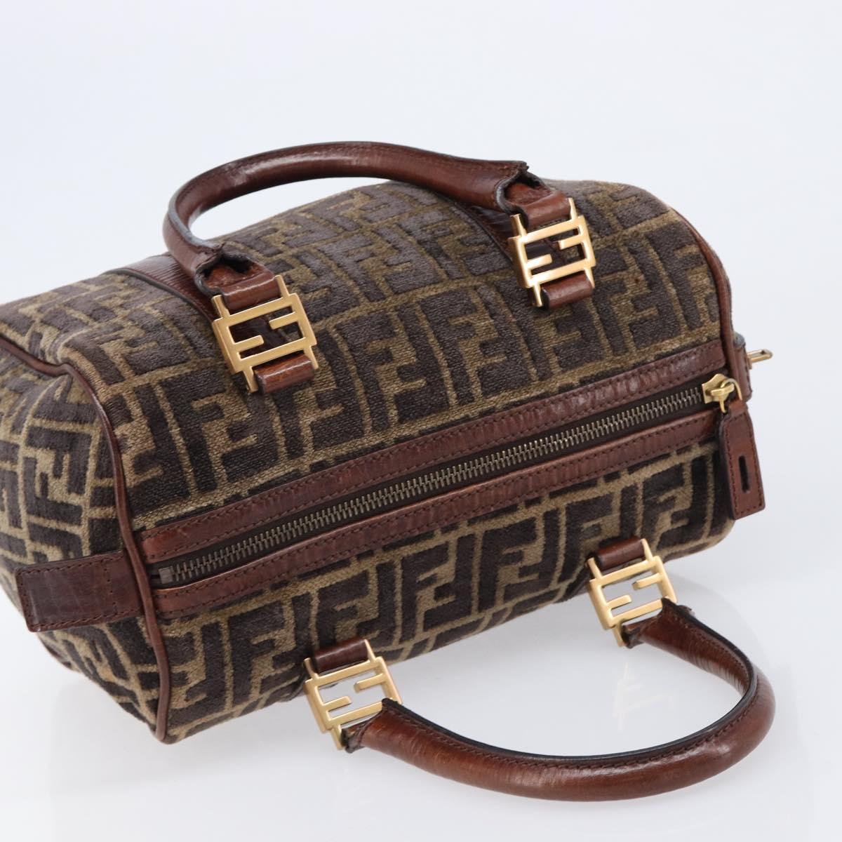 FENDI Zucca Canvas Hand Bag Brown Gold 8BH058 Auth BA16982V