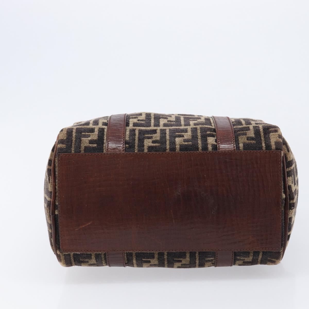 FENDI Zucca Canvas Hand Bag Brown Gold 8BH058 Auth BA16982V