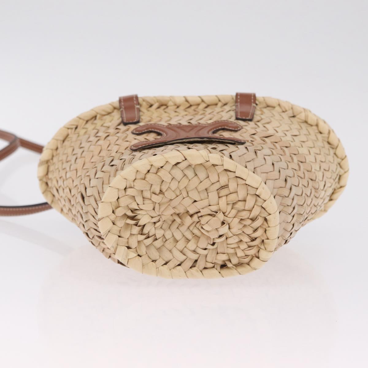 CELINE Teen Classic Panier Hand Bag Raffia Beige Brown Auth BA16985V