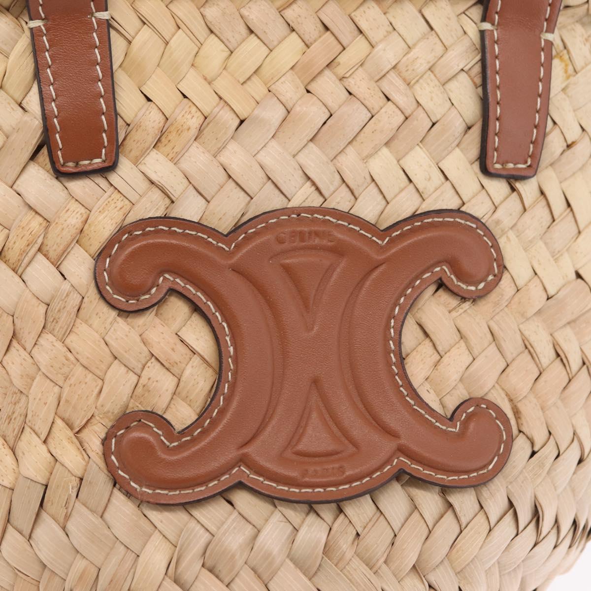CELINE Teen Classic Panier Hand Bag Raffia Beige Brown Auth BA16985V