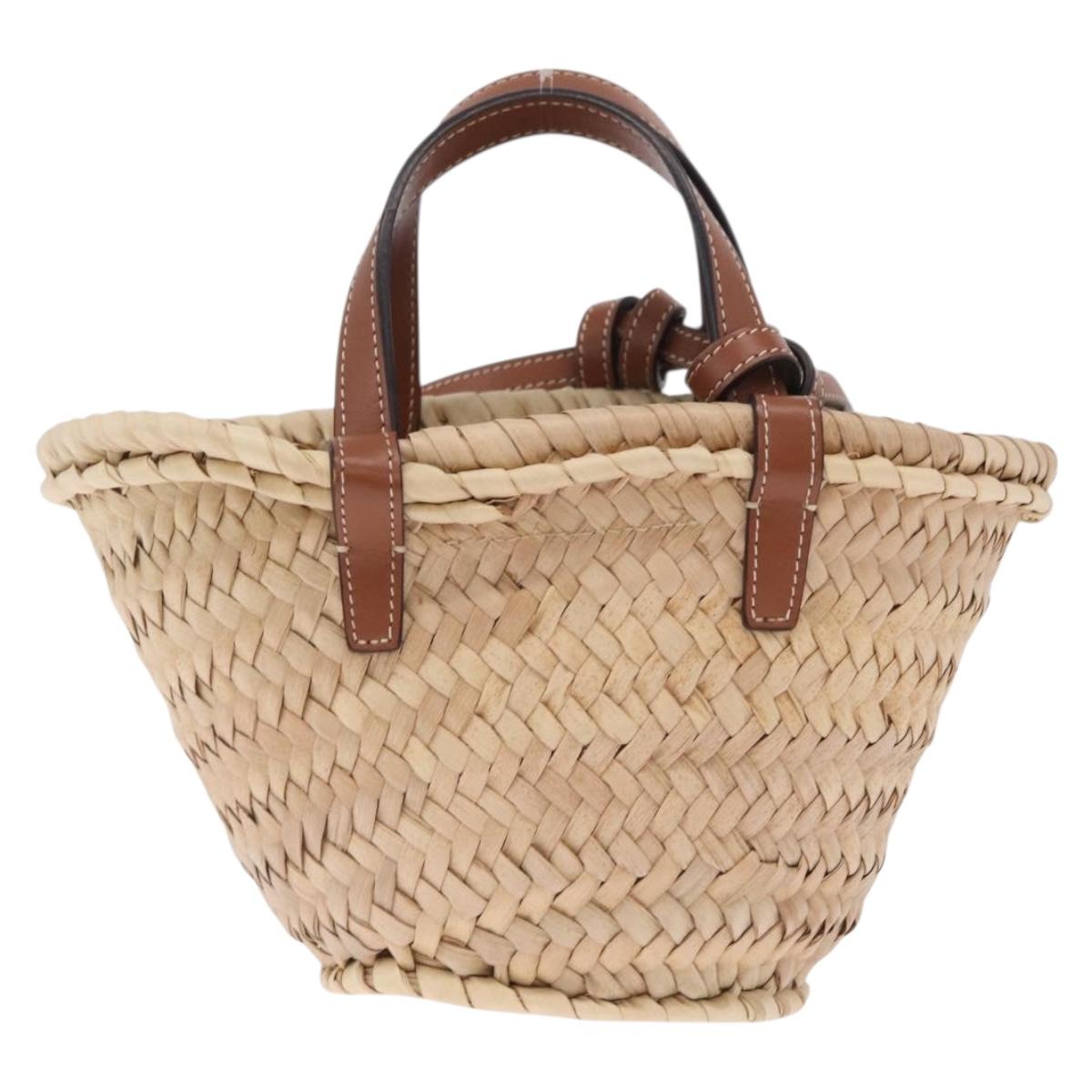 CELINE Teen Classic Panier Hand Bag Raffia Beige Brown Auth BA16985V