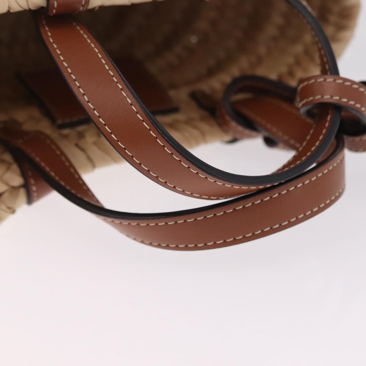 CELINE Teen Classic Panier Hand Bag Raffia Beige Brown Auth BA16985V