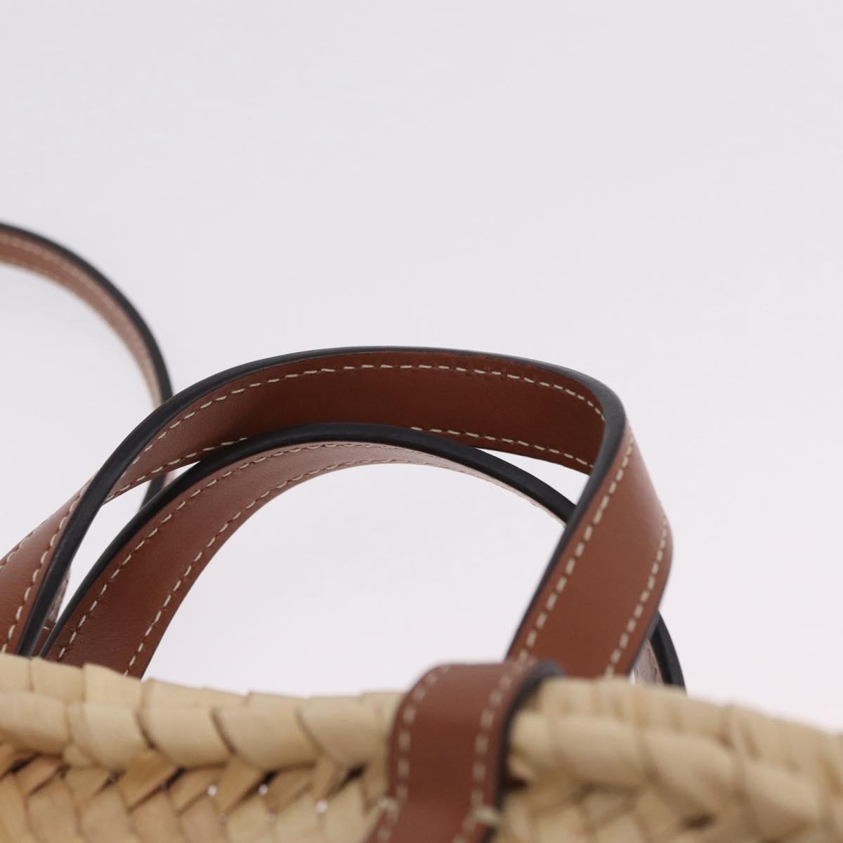 CELINE Teen Classic Panier Hand Bag Raffia Beige Brown Auth BA16985V
