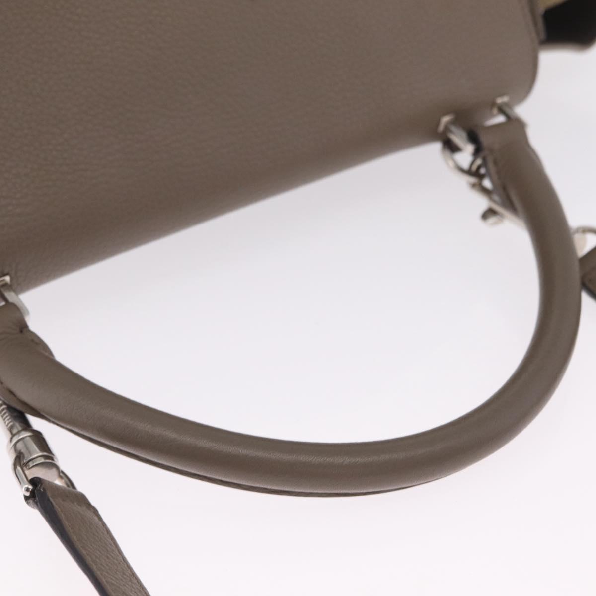 CELINE Trapeze Hand Bag Suede 2way Beige Silver Auth BA16986V