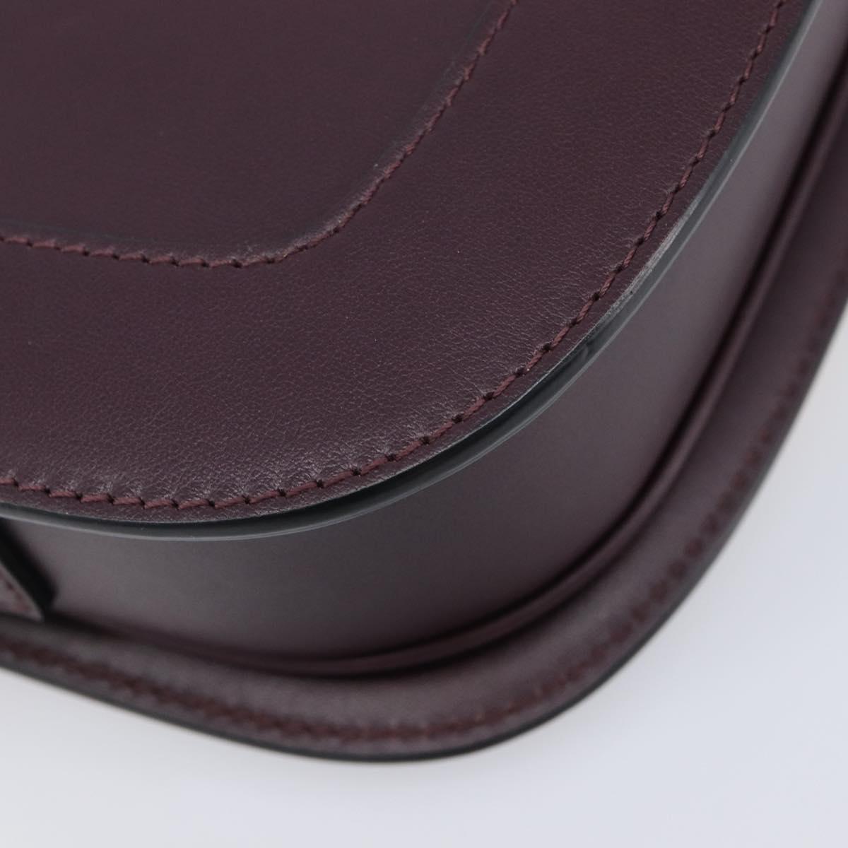 Valentino Super Vee Shoulder Bag Leather Bordeaux Gold Auth BA16991V