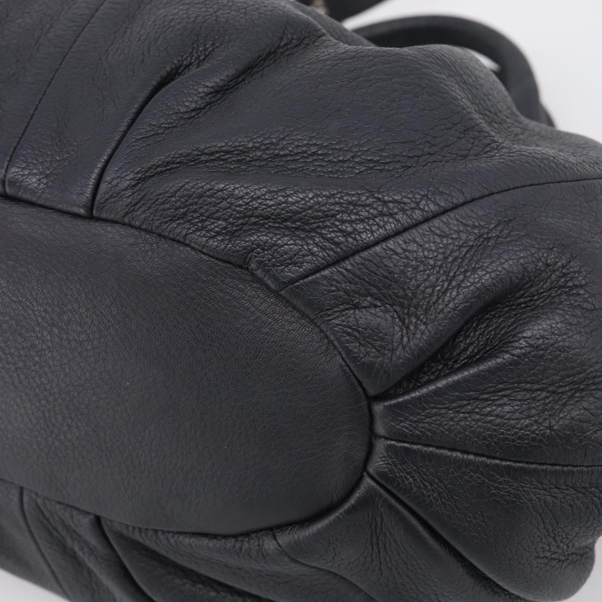 CELINE Pillow Small Hand Bag Leather 2way Black Silver Auth BA16996A