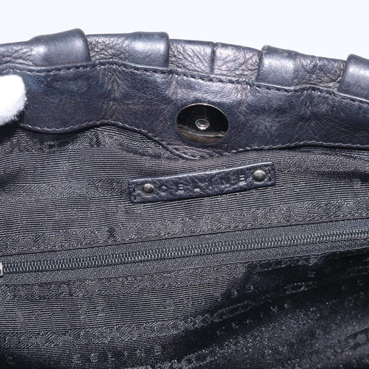 CELINE Pillow Small Hand Bag Leather 2way Black Silver Auth BA16996A