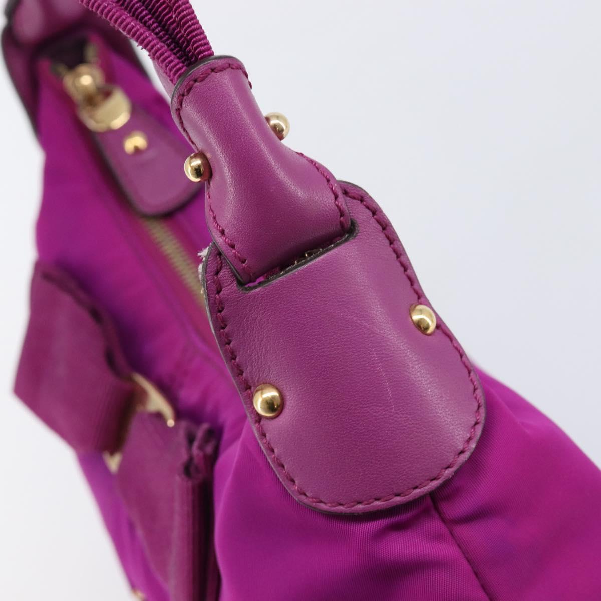 Salvatore Ferragamo Vala Hand Bag Nylon Purple Gold Auth BA16997A