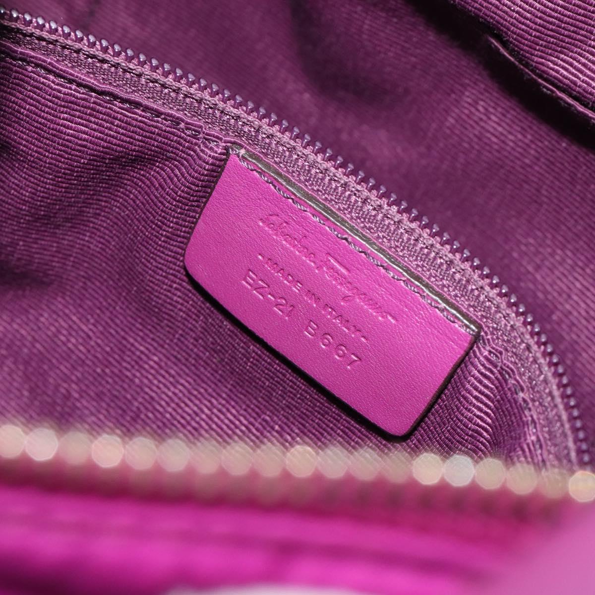 Salvatore Ferragamo Vala Hand Bag Nylon Purple Gold Auth BA16997A