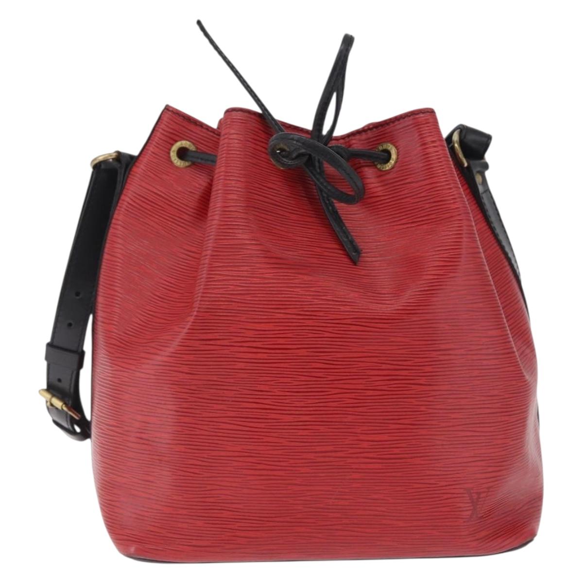 LOUIS VUITTON Epi Petit Noe Shoulder Bag Red Black M44172 LV Auth BA16998