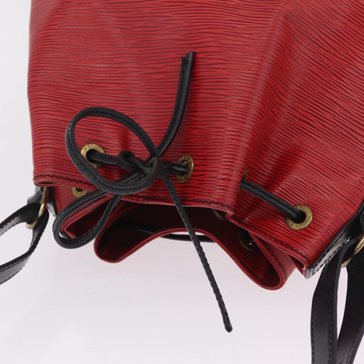 LOUIS VUITTON Epi Petit Noe Shoulder Bag Red Black M44172 LV Auth BA16998