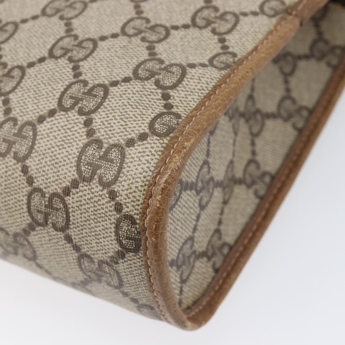 GUCCI GG Supreme Clutch Bag PVC Beige Gold 97 01 037 Auth BA17000