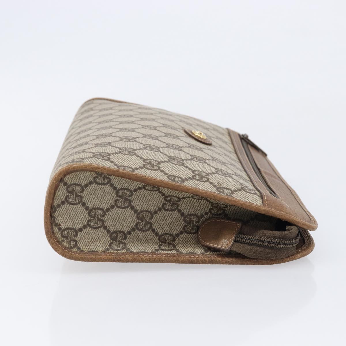 GUCCI GG Supreme Clutch Bag PVC Beige Gold 97 01 037 Auth BA17000