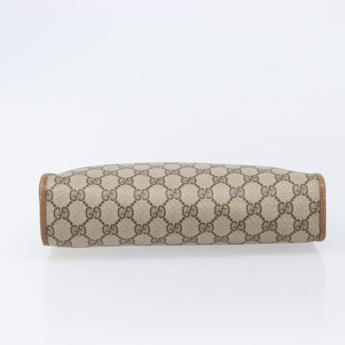 GUCCI GG Supreme Clutch Bag PVC Beige Gold 97 01 037 Auth BA17000