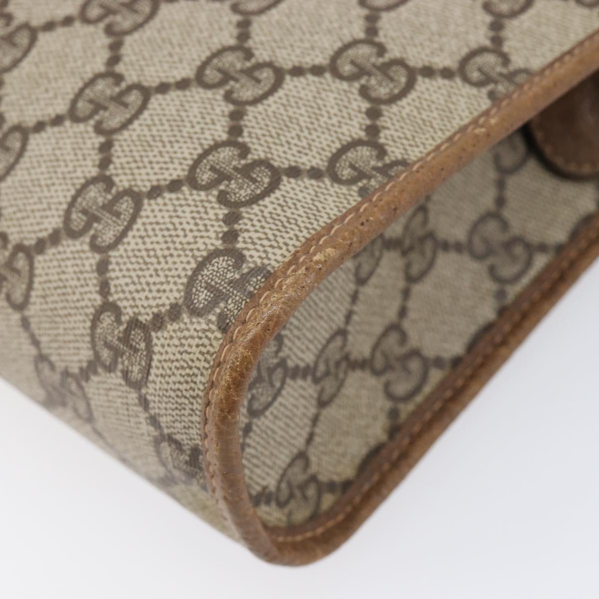 GUCCI GG Supreme Clutch Bag PVC Beige Gold 97 01 037 Auth BA17000