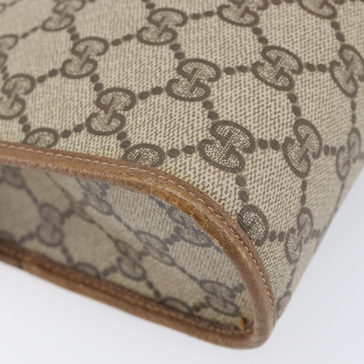 GUCCI GG Supreme Clutch Bag PVC Beige Gold 97 01 037 Auth BA17000
