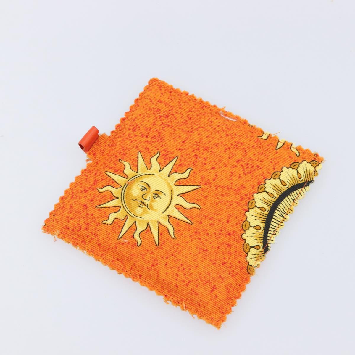 Gianni Versace Purse Pouch Canvas Orange Gold Auth BA17003A