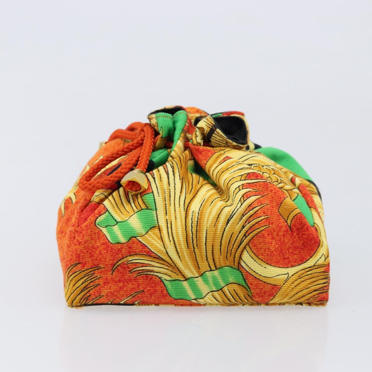 Gianni Versace Purse Pouch Canvas Orange Gold Auth BA17003A