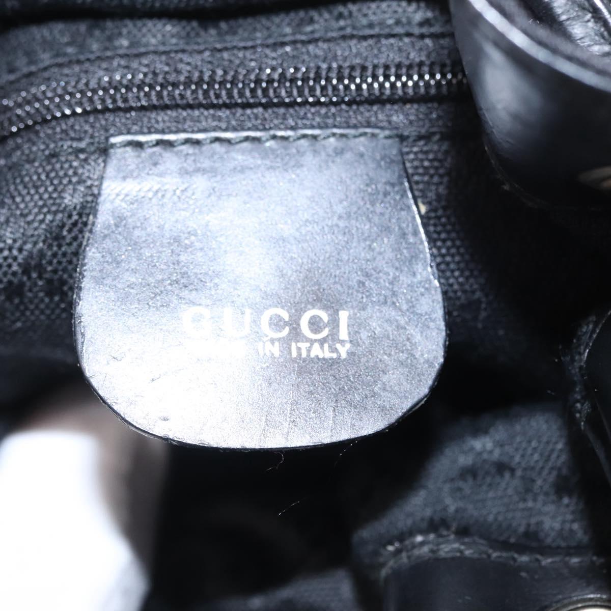 GUCCI Bamboo Hand Bag Nylon 2way Black Silver Auth BA17005