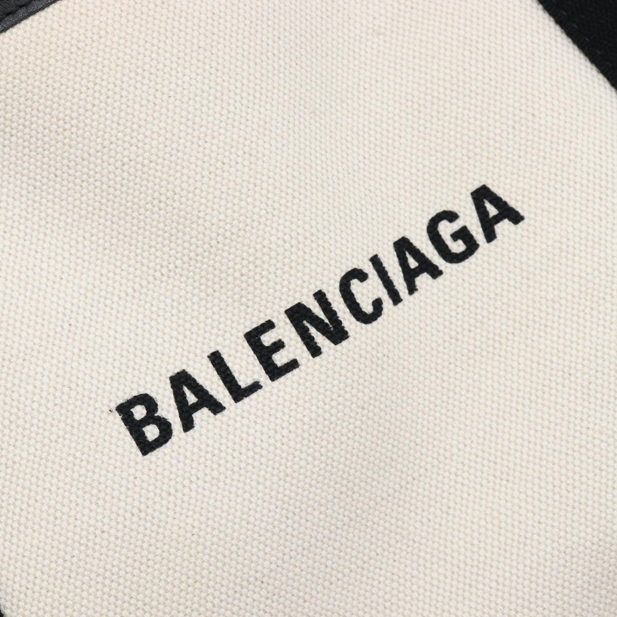 Balenciaga Navy Cabas S Hand Bag Canvas White Black 339933 Auth BA17006A