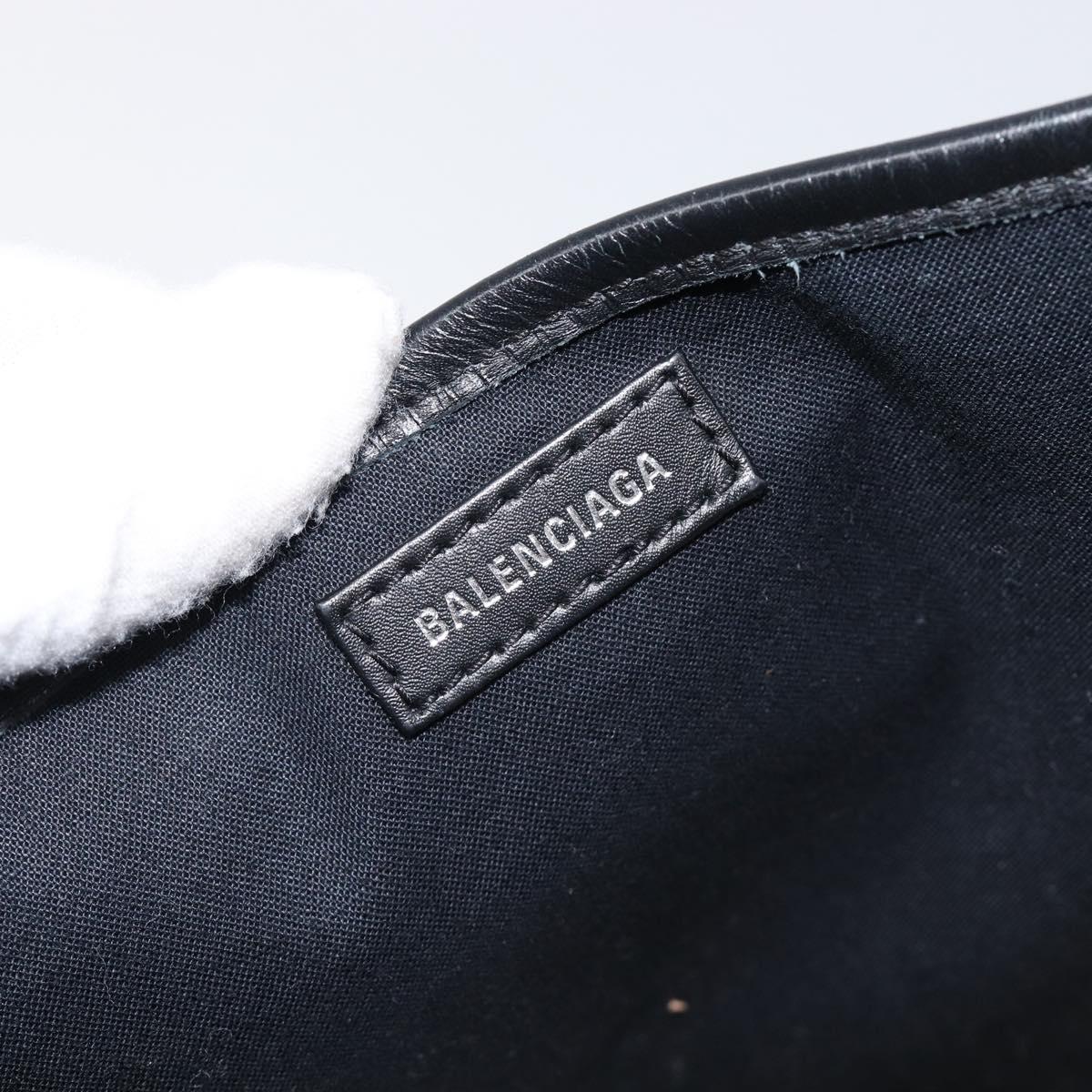 Balenciaga Navy Cabas S Hand Bag Canvas White Black 339933 Auth BA17006A