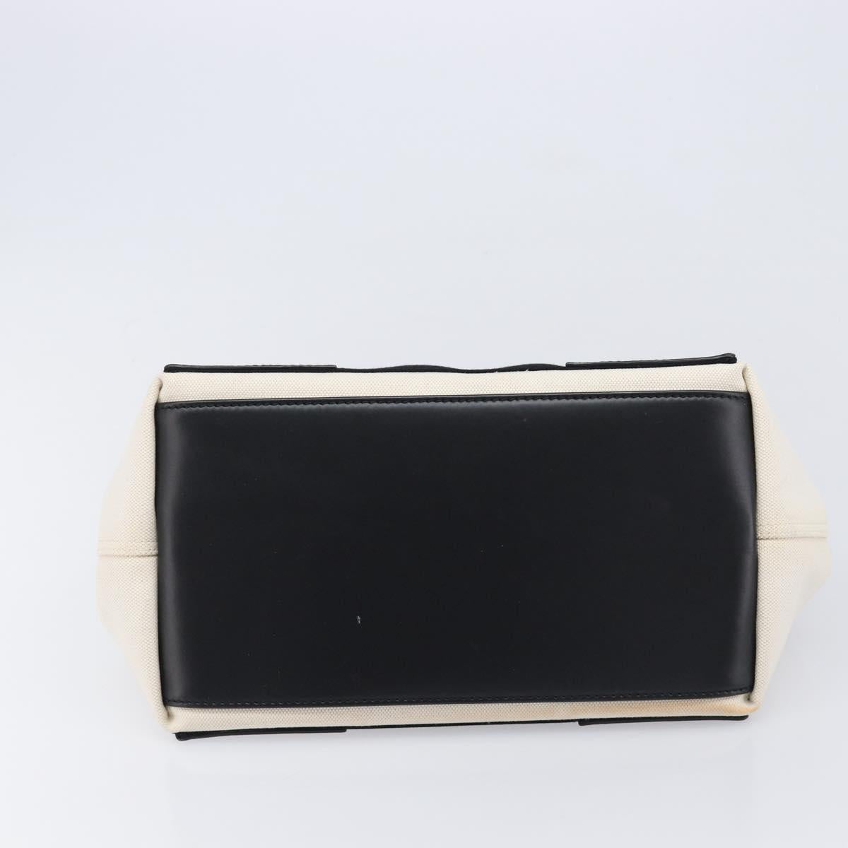 Balenciaga Navy Cabas S Hand Bag Canvas White Black 339933 Auth BA17006A