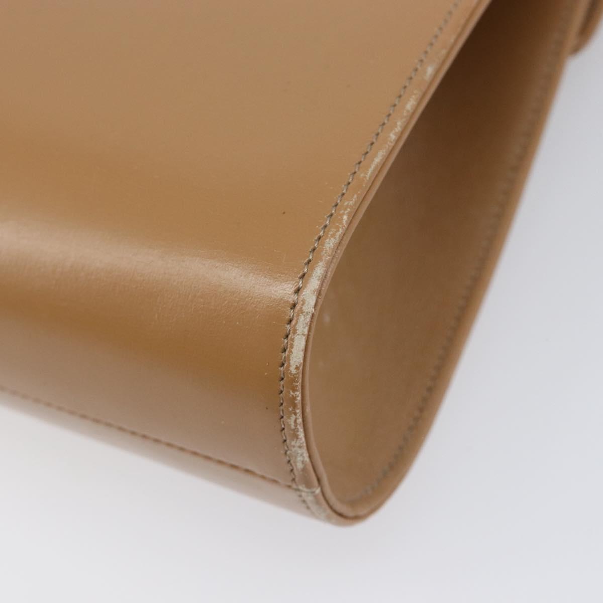 Christian Dior Hand Bag Leather Beige Gold Auth BA17007