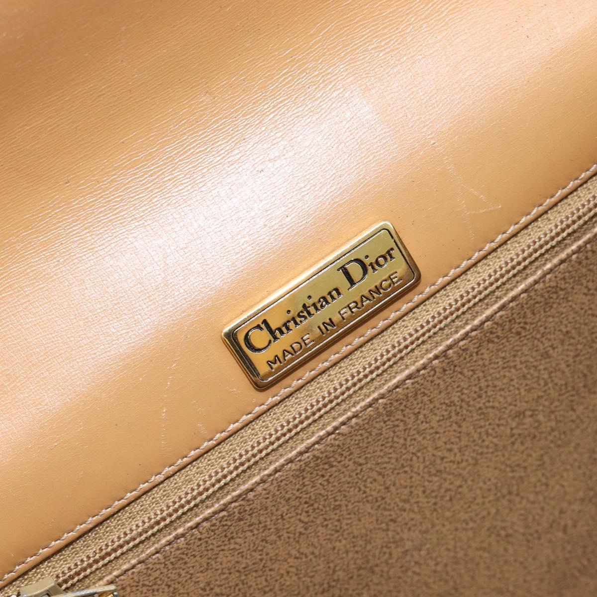 Christian Dior Hand Bag Leather Beige Gold Auth BA17007